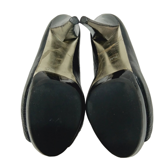 Michael Kors Black Leather Platform Peep Toe Stilettos Size 7.5 M Pumps Heels - Picture 10 of 11